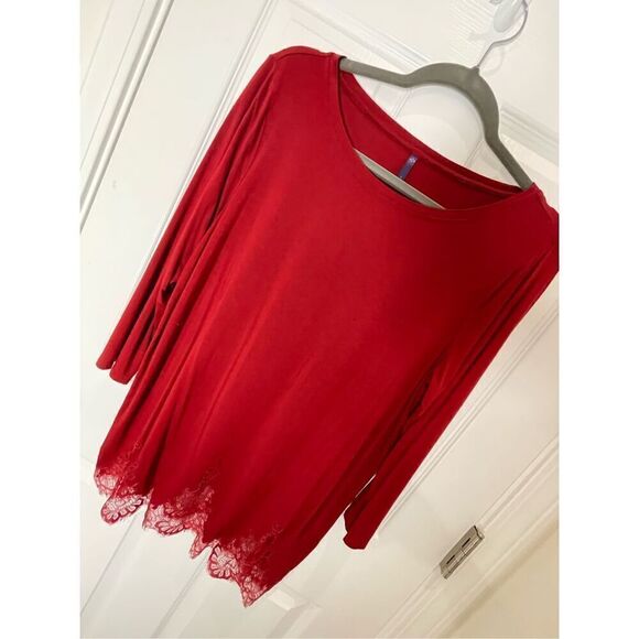NYDJ women’s red blouse with lace trim small - Picture 1 of 6